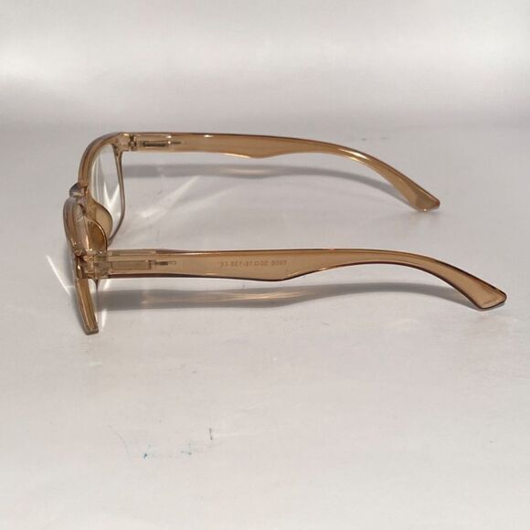 1435 Helen 3.5 Reading Glasses Thin Rectanle Bluelight Filter Taupe Frames NWT - Picture 4 of 9